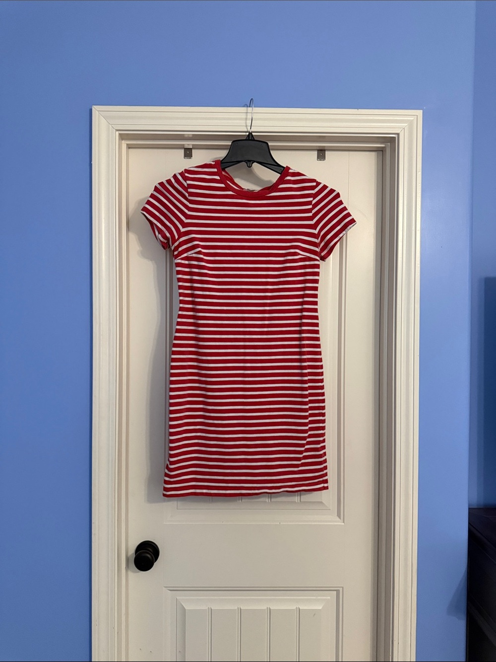 Old Navy Red and White Striped Short Sleeve Mini Dress